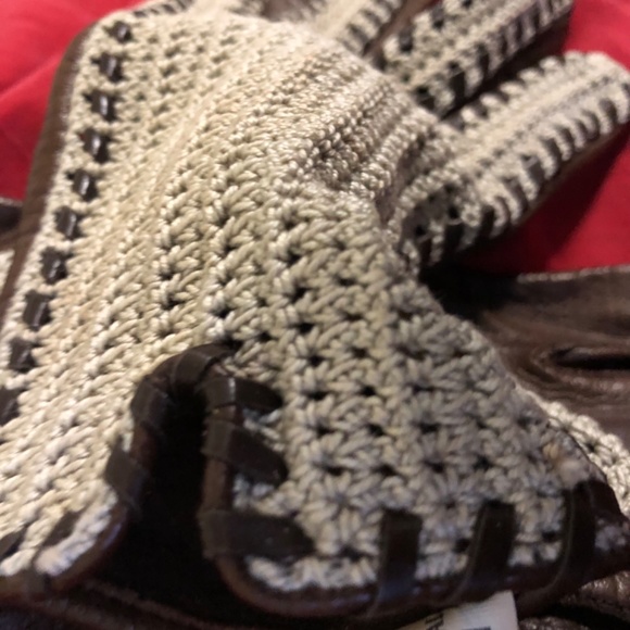 Vintage leather and linen driving gloves